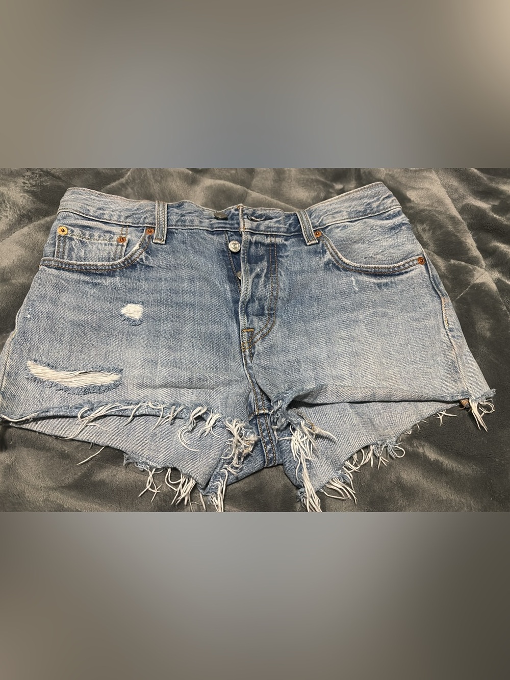 Levi's Light Blue Distressed Denim Cutoff Shorts